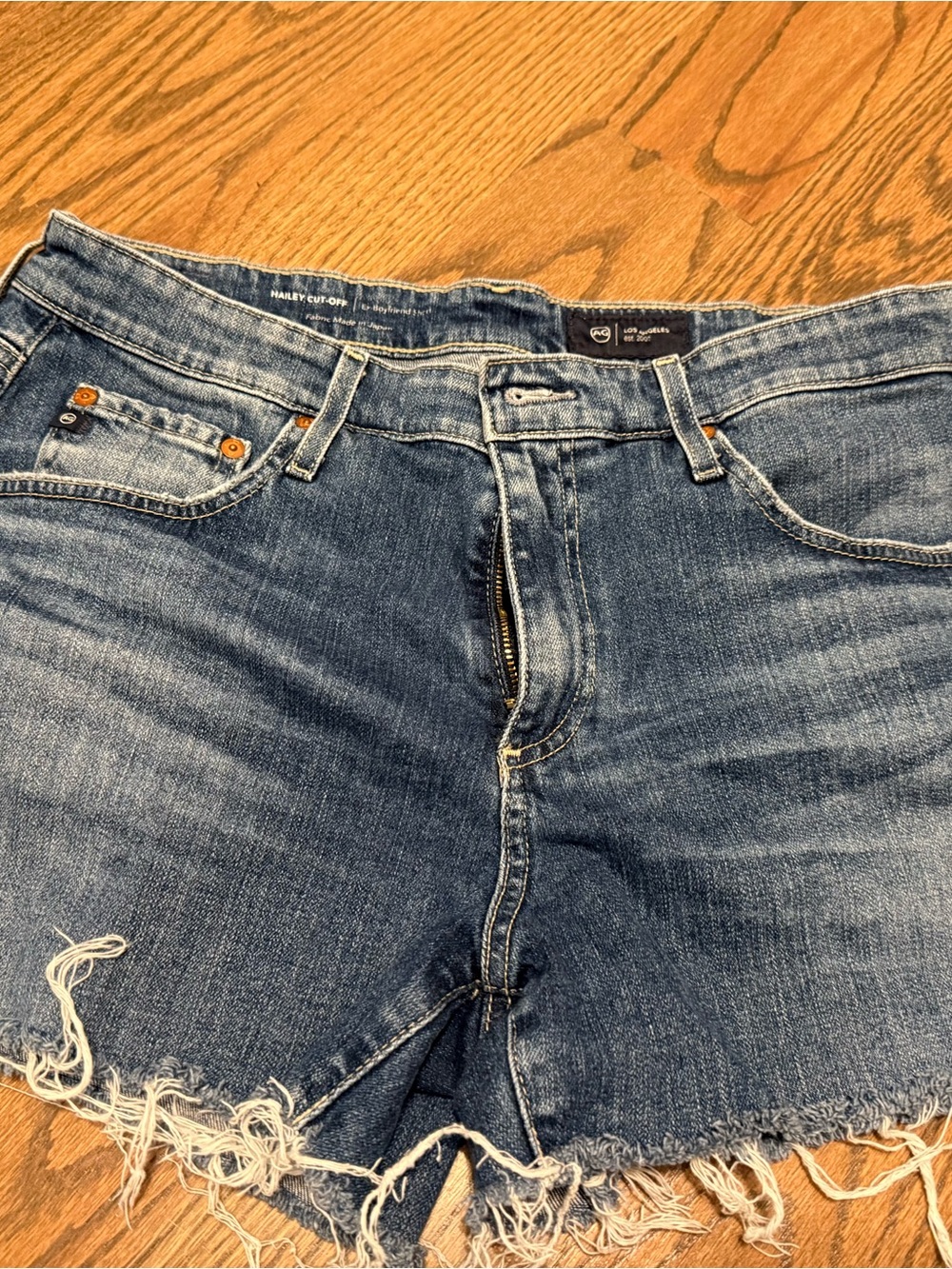 AG Adriano Goldschmied Blue Denim Cutoff Jean Shorts